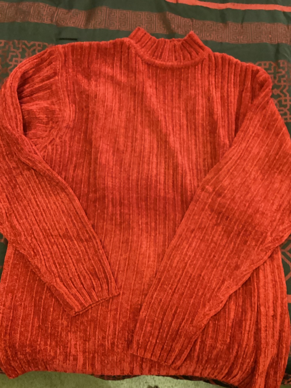 Chenille Turtleneck Sweater Red